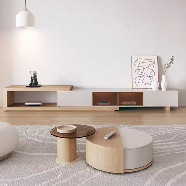 Orxva Galaxy Cream style log TV end table combination Wayfair